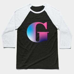 Capital Letter G Monogram Gradient Pink Blue White Baseball T-Shirt